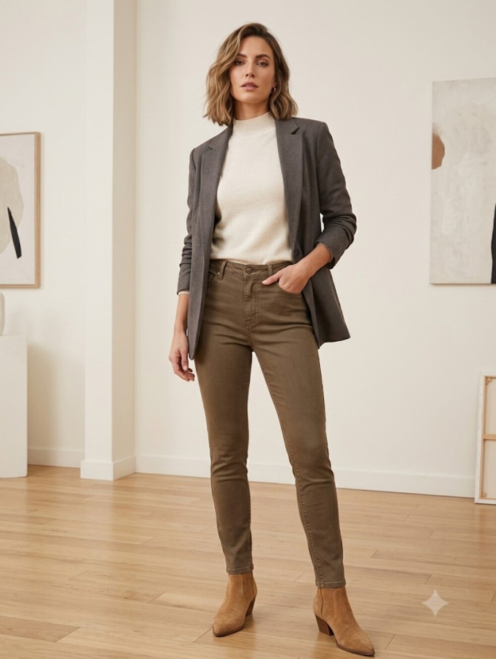 Buffalo Havana Brown Cotton Blend High Rise Soft Stretch Skinny Pants Size 8